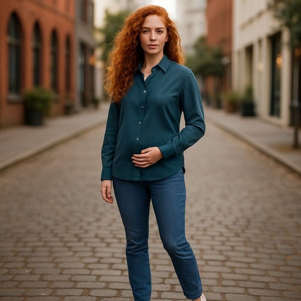 Eddie Bauer Womens Wrinkle Resistant Button-Down Shirt Teal Small